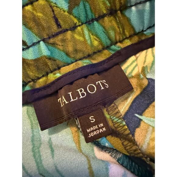 Talbots Tropical Floral Pull-On Pants Small Blue Green Relaxed Travel Resort - Picture 7 of 7